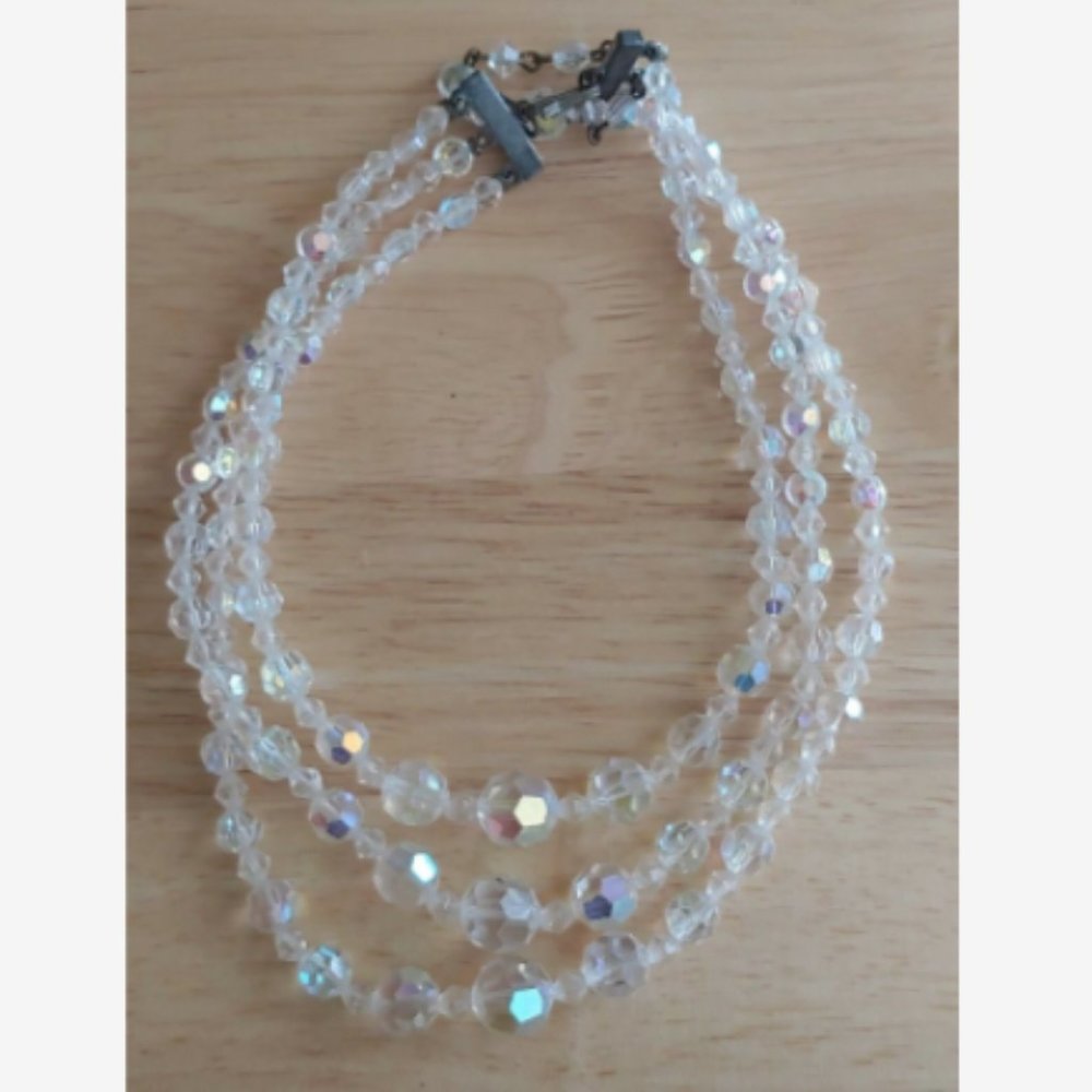 3-tiered Iridescent Plastic Bead Necklace
